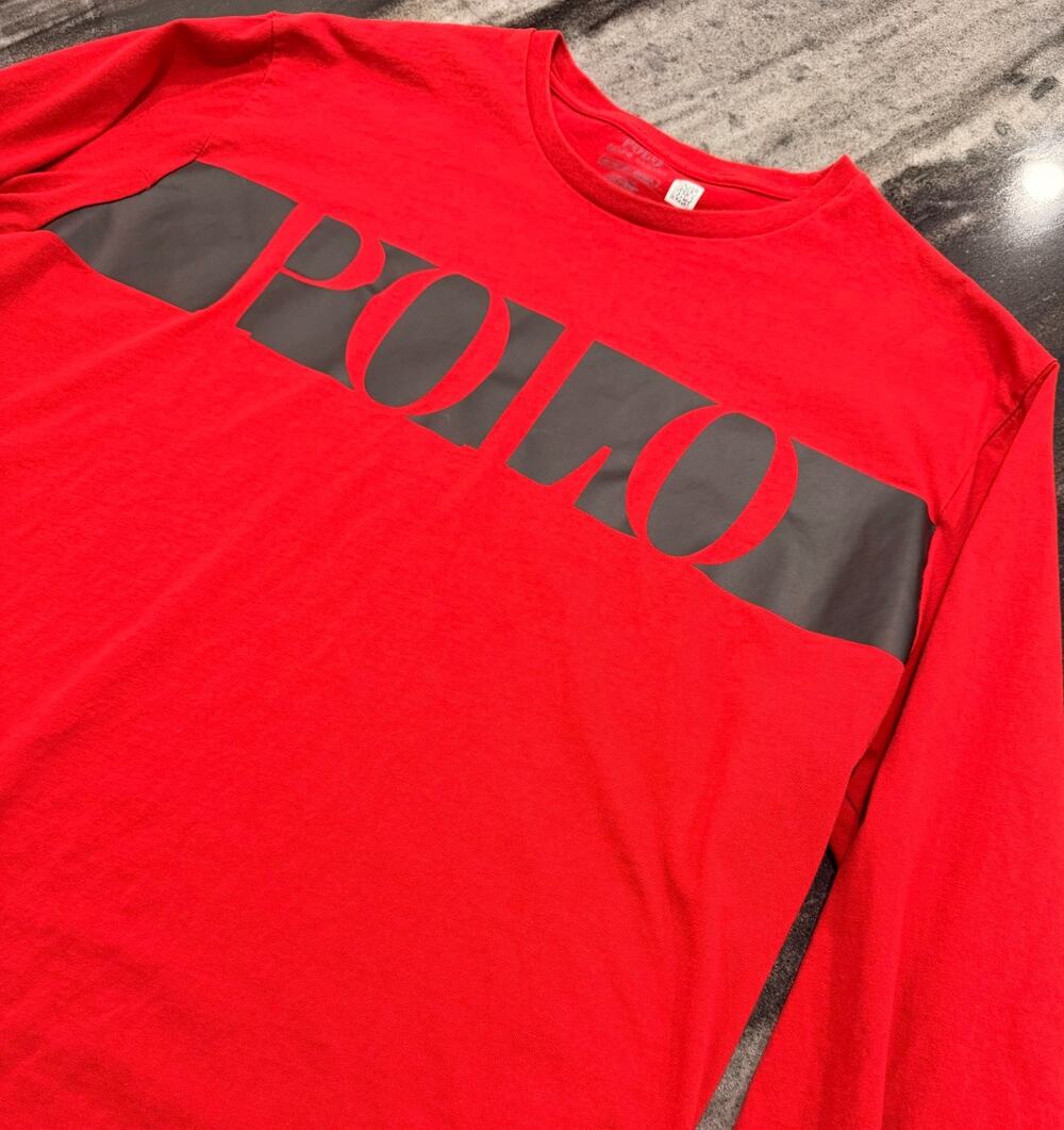 Polo Ralph Lauren Spellout Graphic Long Sleeve T Shirt Mens XL Red Black Pony